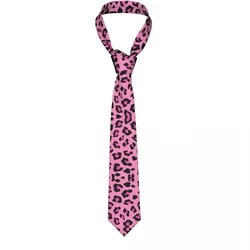 Gravata masculina de seda de poliéster, gravata masculina fina, estampa de leopardo rosa, acessórios para casamento, personalidade, gravatas de avaria, nova, 8cm