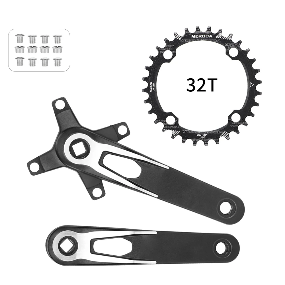 Sturdy Aluminum Square Taper Crankset Designed for Compatibility with Multiple Narrow Wide Tooth Chainrings at BCD of 104