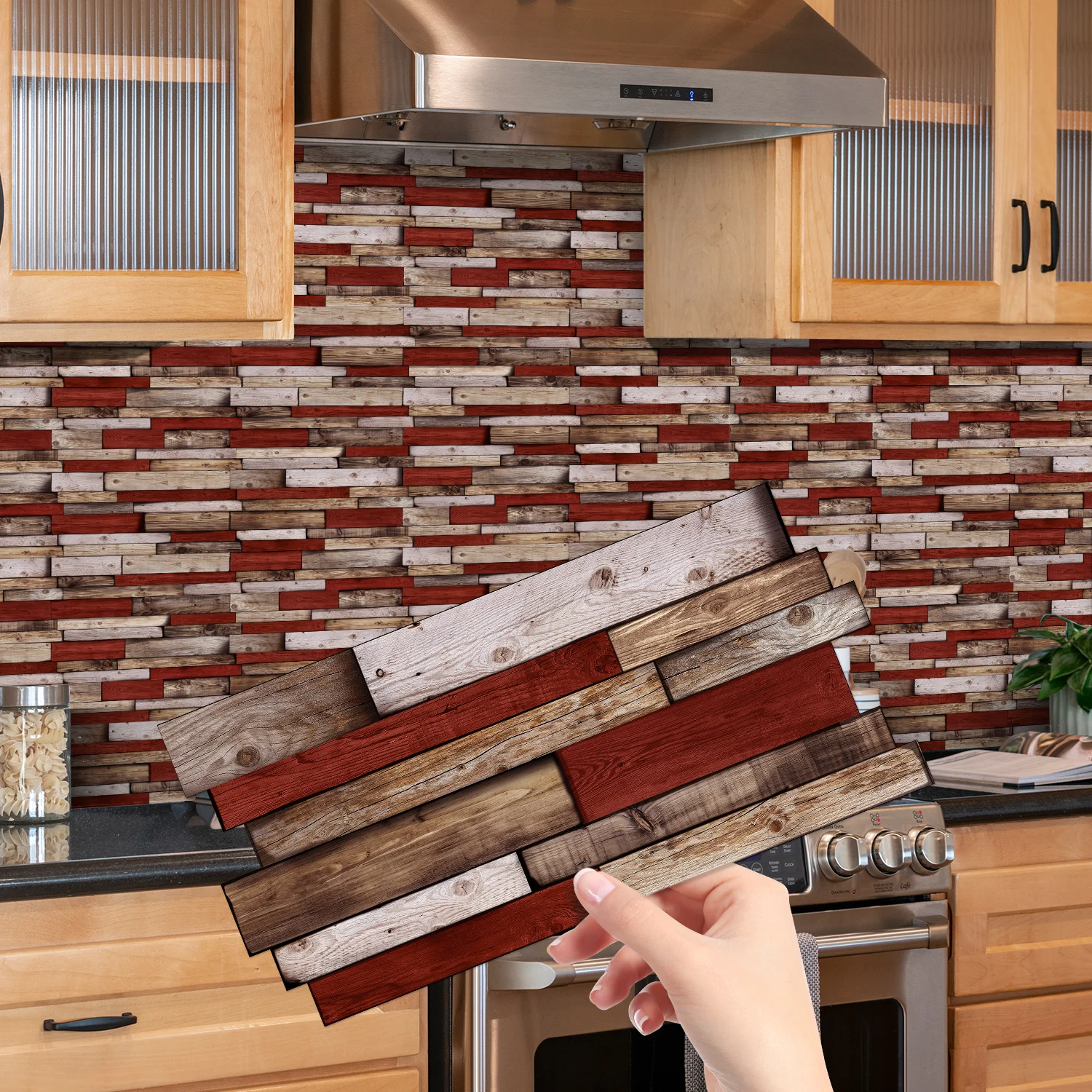 KUUJOJO Self-adhesive faux marble tile decorative wall stickers for kitchen, bathroom, living room, dining room and more. image 3