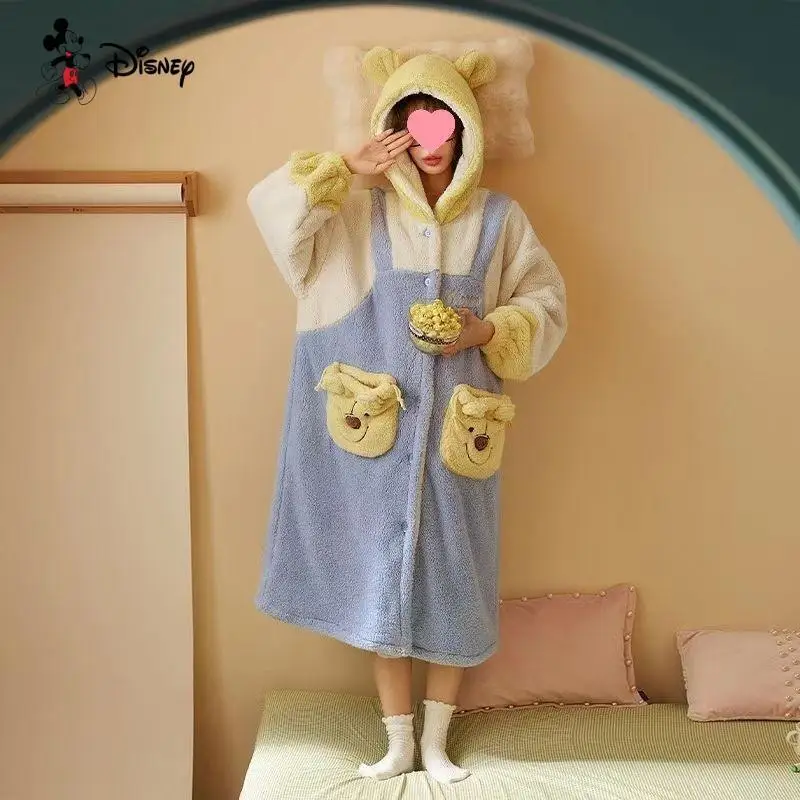 Camisón de manga larga grueso para mujer Kawaii Otoño Invierno nuevo pijama de Anime cálido para mujer conjunto de pantalones ropa para el hogar conjunto de dos piezas