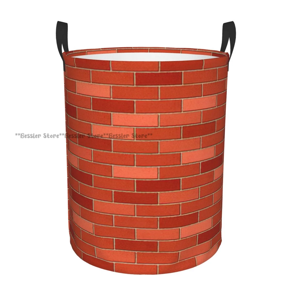 Laundry Basket Red Brick Wall Round Storage Bin Collapsible Hamper Clothes Bucket Organizer