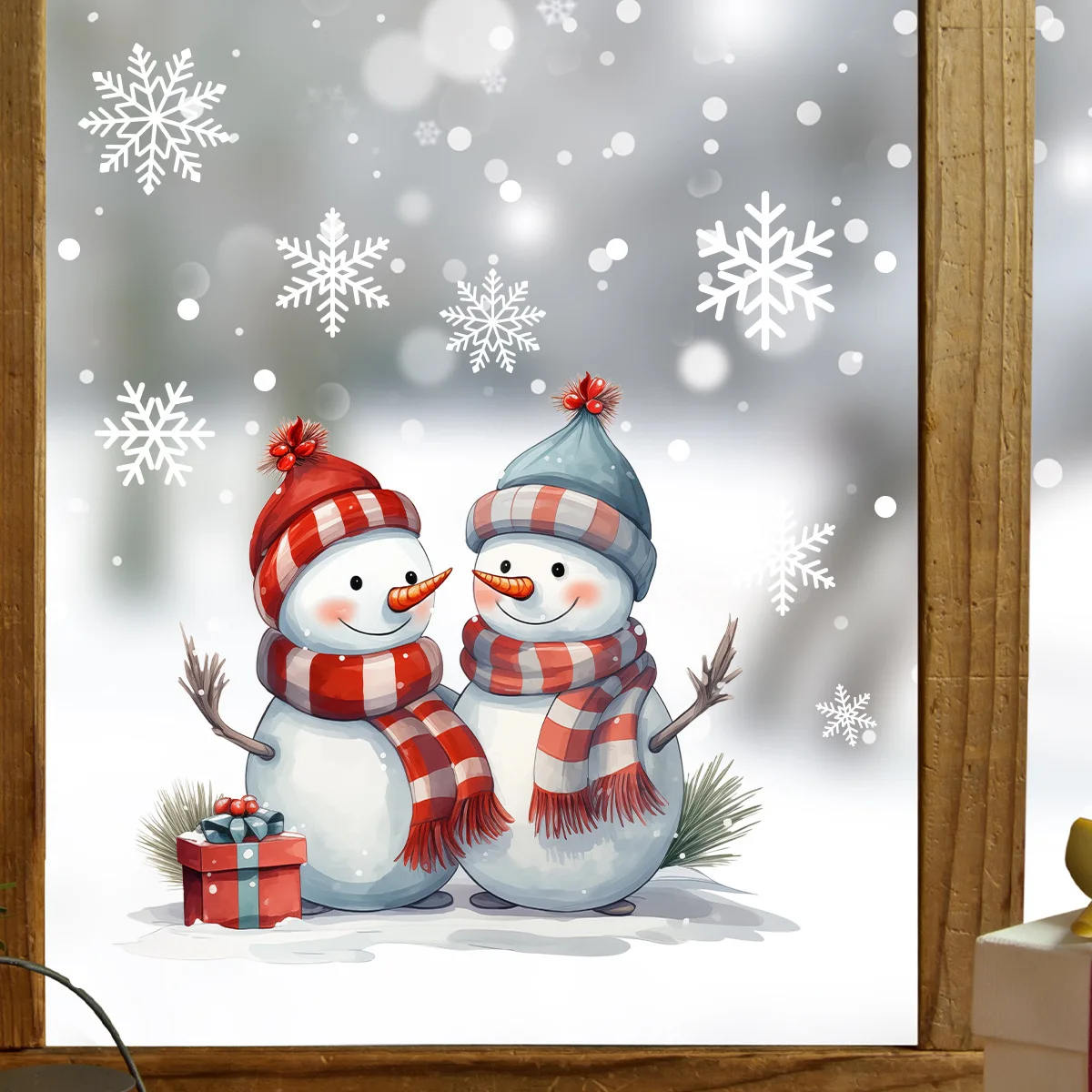 Cartoon Christmas Window Sticker Decoration 2025 New Year Snowman Santa Claus Home Kids Room Wall Glass Static Sticker Removable