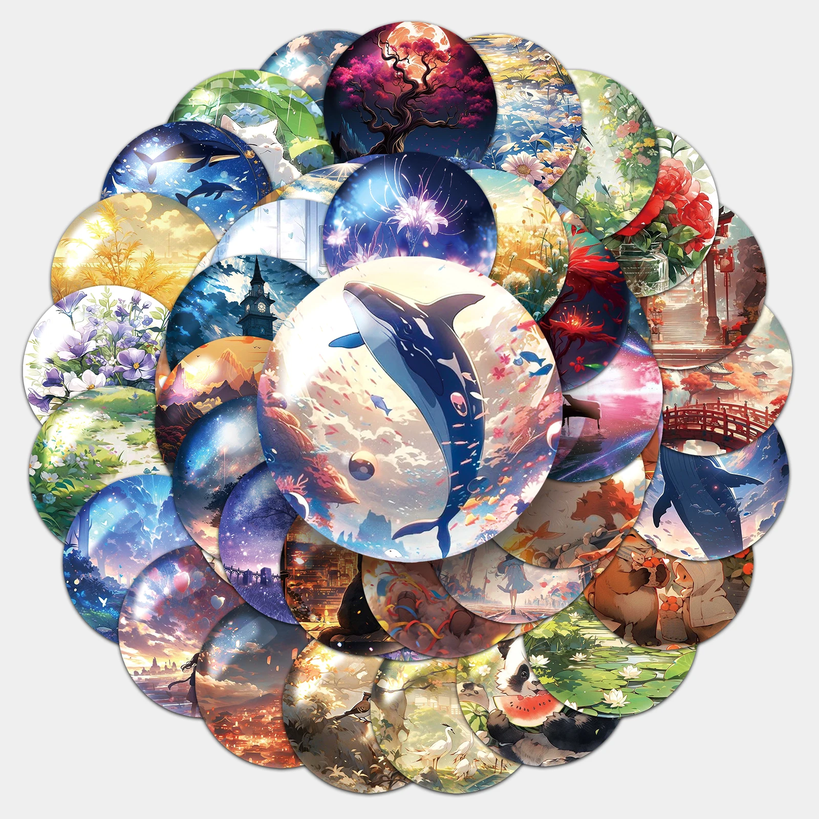 50pc Glass World Series Cartoon Cute Graffiti Stickers Suitcase Laptop Guitar Skateboard Personalized Decoration Stickers
