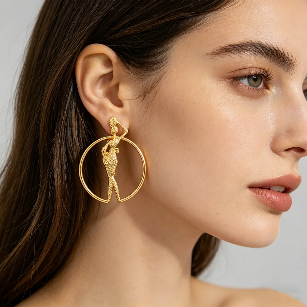 Afrikanisches Goldschmuck-Set 18K Vergoldete Halskette und Ohrringe Armreif Ring Set für Frauen Klassisches Design Clip-Schmuck – Detail 16