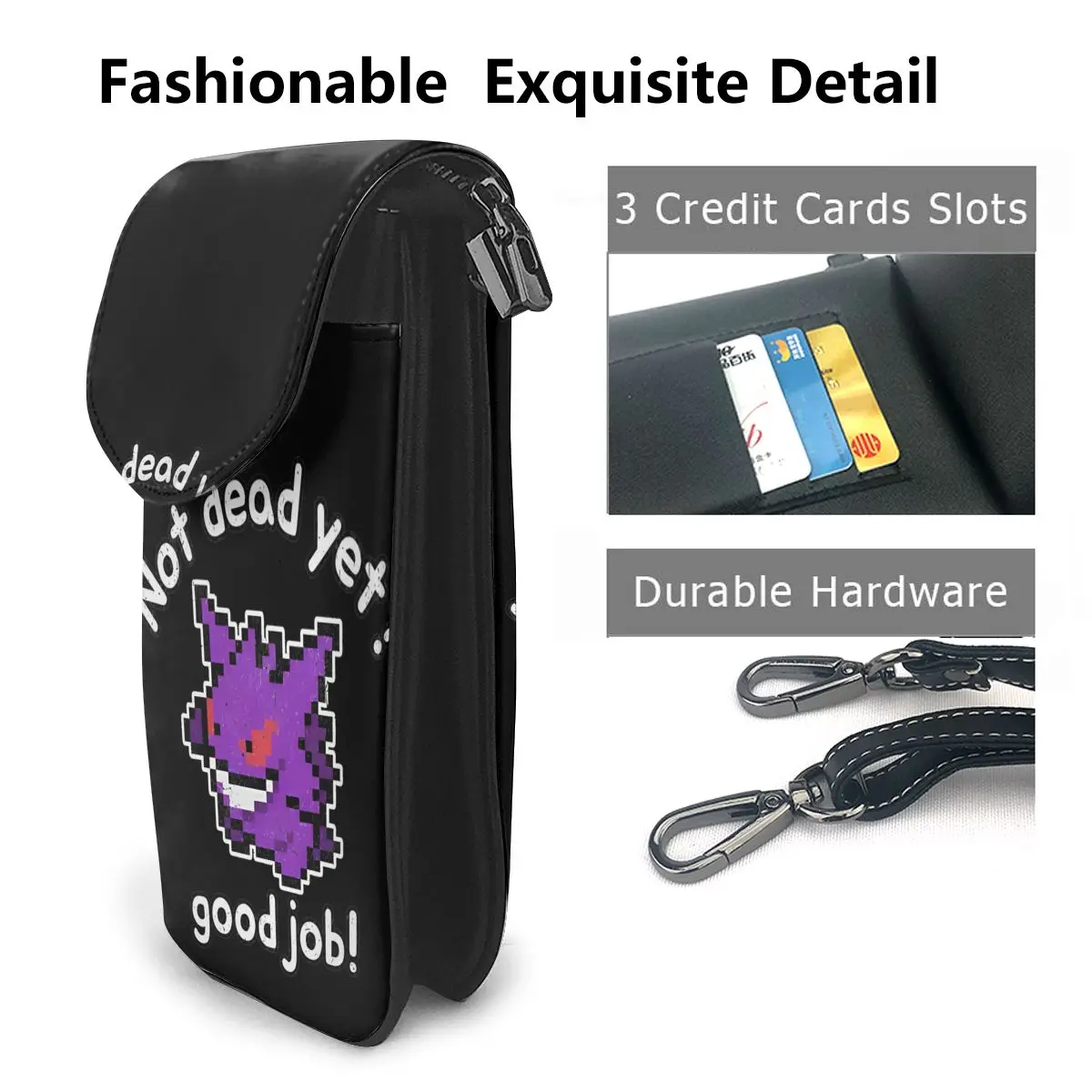 Gengar Is Cheering You Up ! Pokemon Gengar Shoulder Bag Woman Bulk Bags Aesthetic Leather Shopping Purse