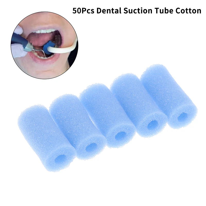 50Pcs Sponge Disposable Dental Suction Tube Spong Protective Sponge Soft Saliva Sterilized Dental Surgical Supplies Material