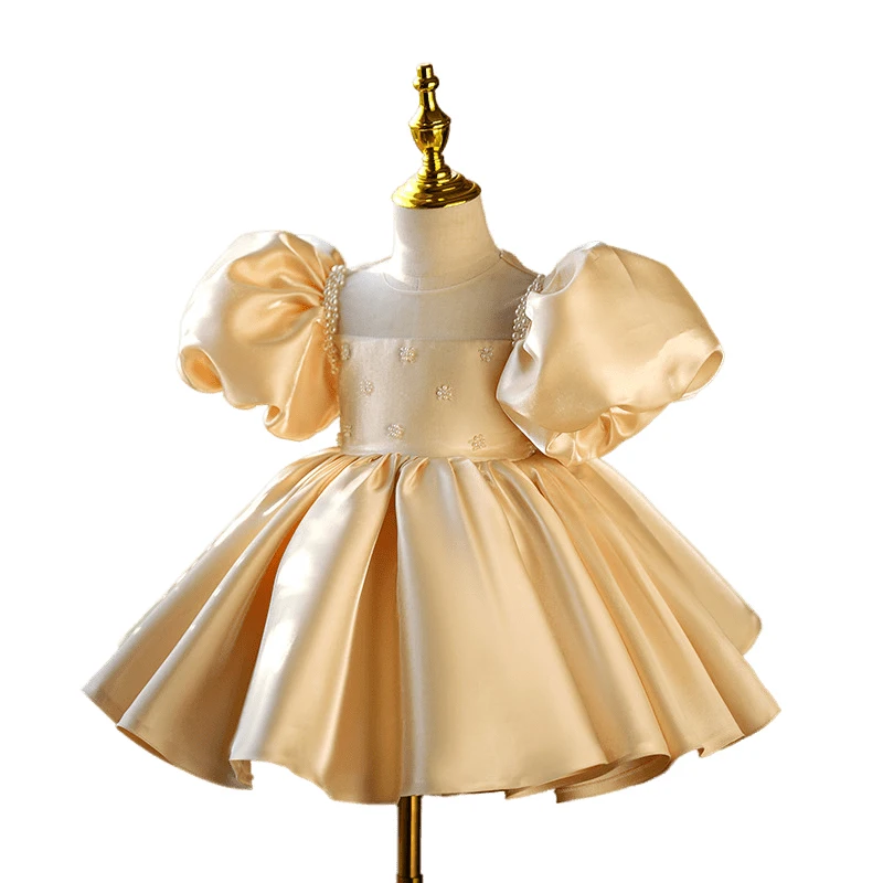 Kinder Wettbewerb Kleider Festzug Party für kleine Mädchen Luxus Gala Cocktail kurzes Abendkleid Satin formelle Kleid Kommunion