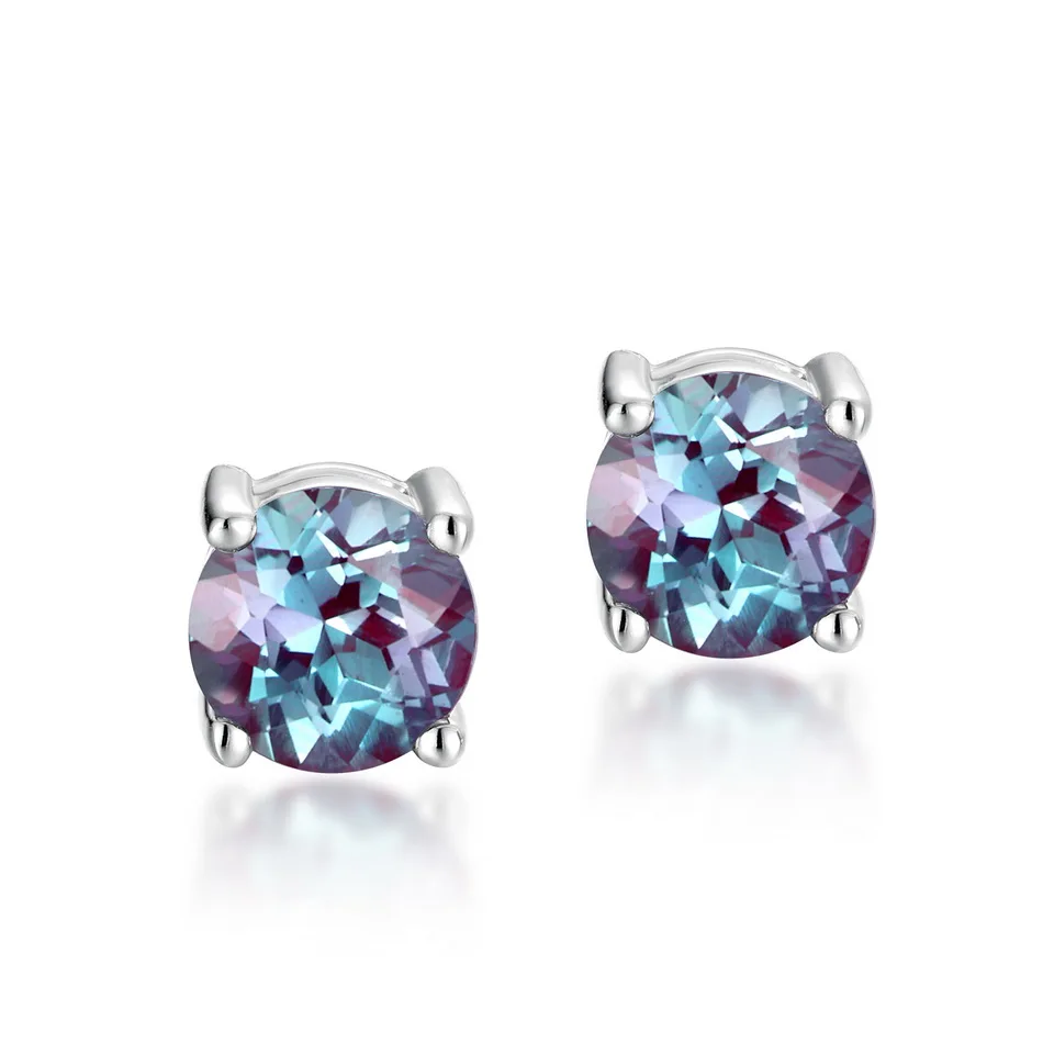 ALLNOEL 2ct Alexandrite Stud Earrings for Women 925 Silver Color Change Birthday Gemstone Anniversary Gifts Minimalism Jewelry