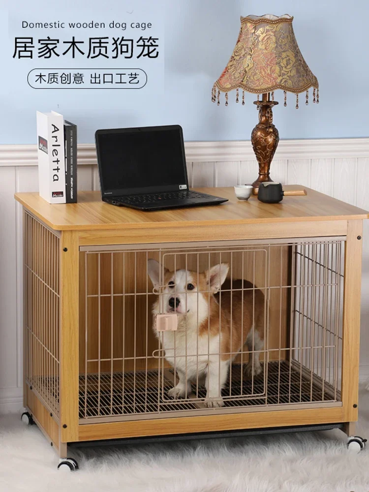 Dog cage, wooden pet indoor small dog, cat, dog fence, household with toilet, separated rabbit cage, puppy house Dog Beds/Mats