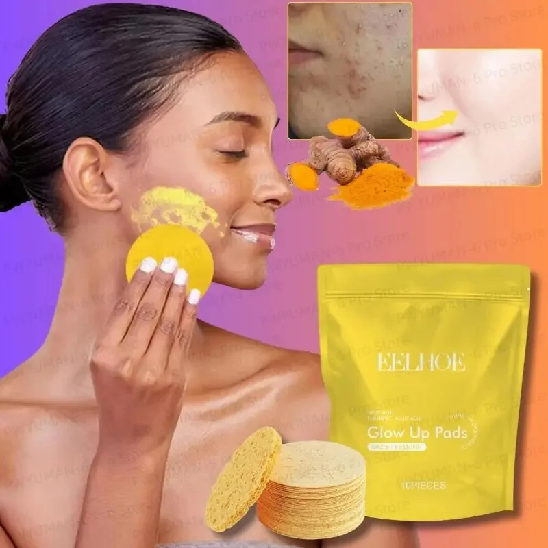 Turmeric Kojic Acid Cleansing Pads Exfoliating Pads Facial Sponges Removes Dirt Cleansing Exfoliating Daily Cleansing Skin Care