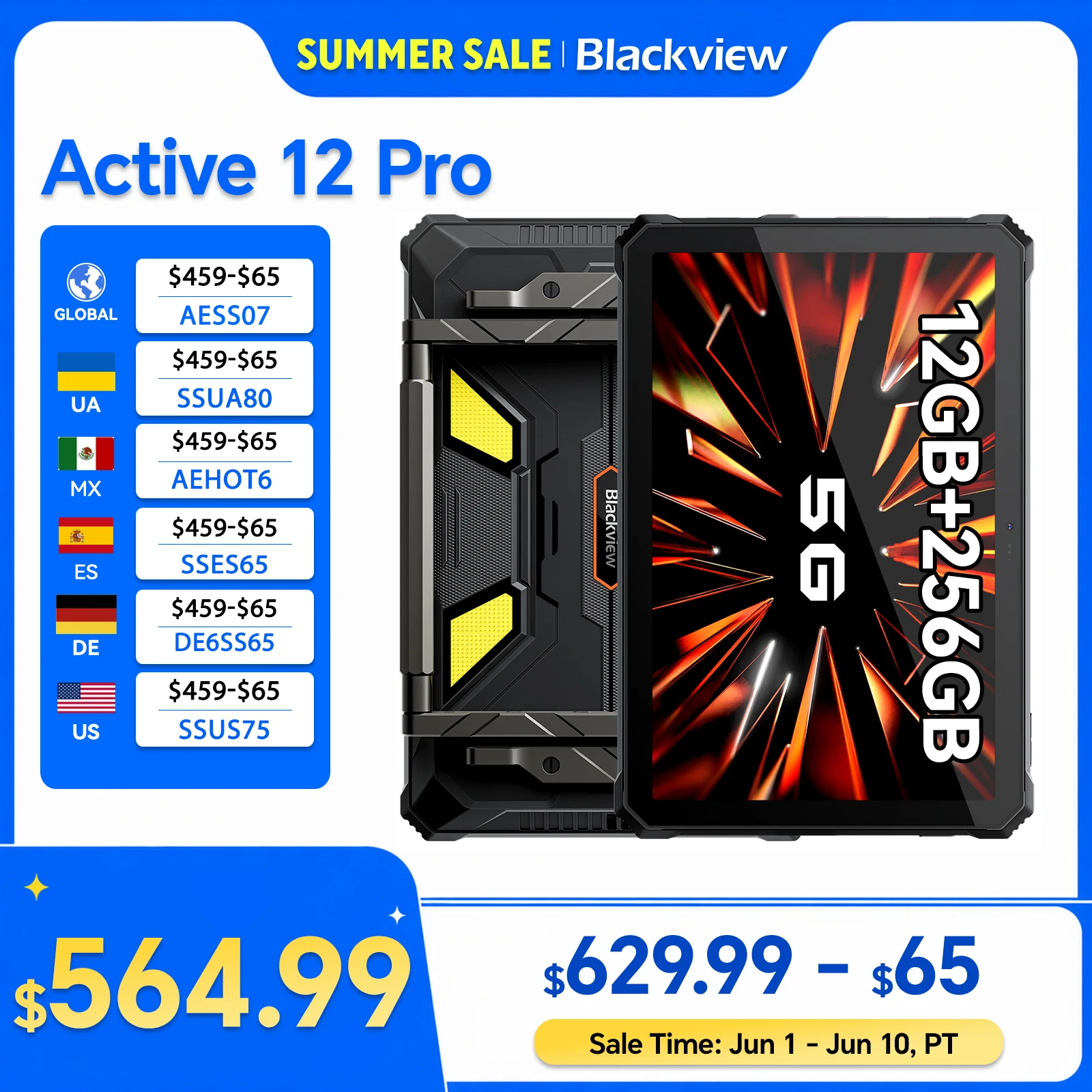 [World Premiere] Blackview Active 10 Pro Rugged Tablets 5G MTK 7300, 11" FHD+ Display, 12GB 512GB, 30000mAh Battery 108MP Camera