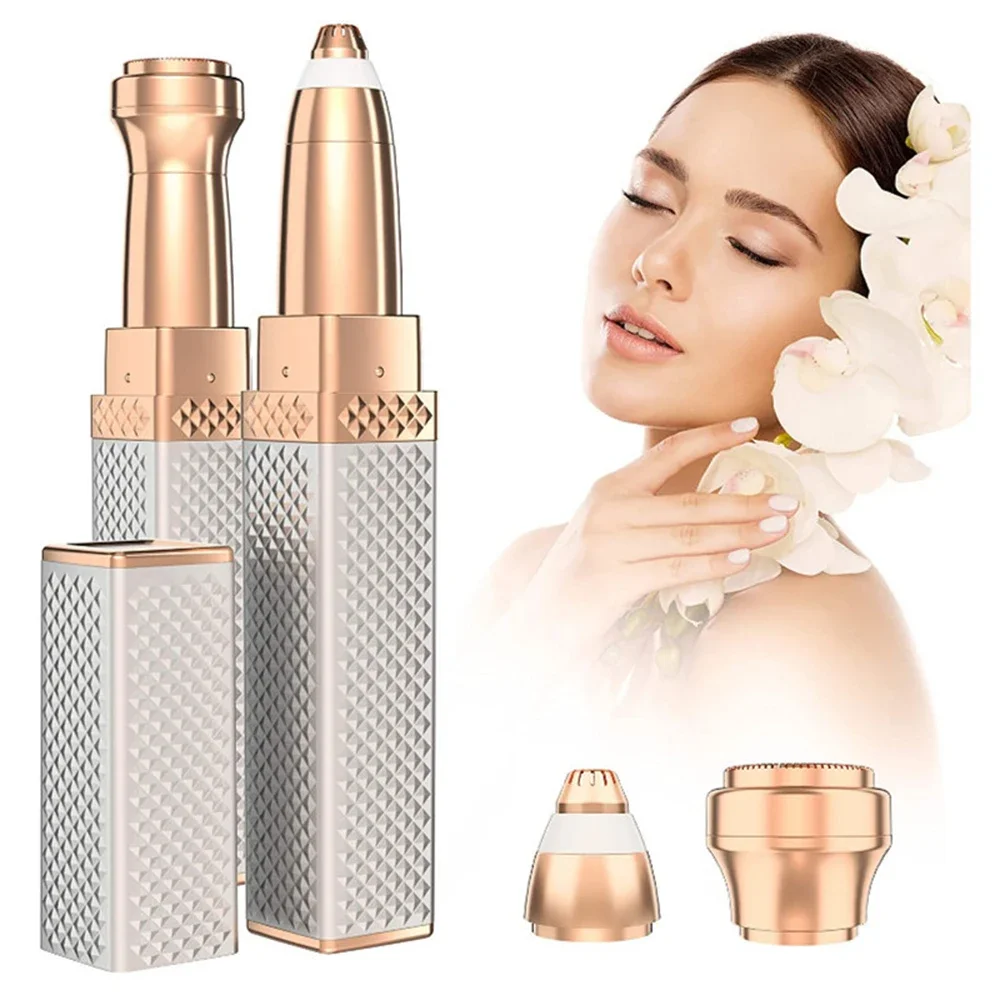 Women's 2-in-1 Electric Hair Removal Device Lip Balm Style Eyebrow Trimming Shaving Special Tool for Underarm Leg Hair Removal