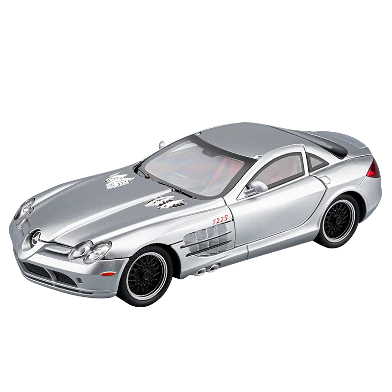 รถโมเดลจำลอง SLR 722S ขนาด 1:24 พร้อมเสียงและไฟ รถโมเดลโลหะผสม ของเล่นเด็ก รถสปอร์ตคลาสสิก ของสะสมตกแต่ง
