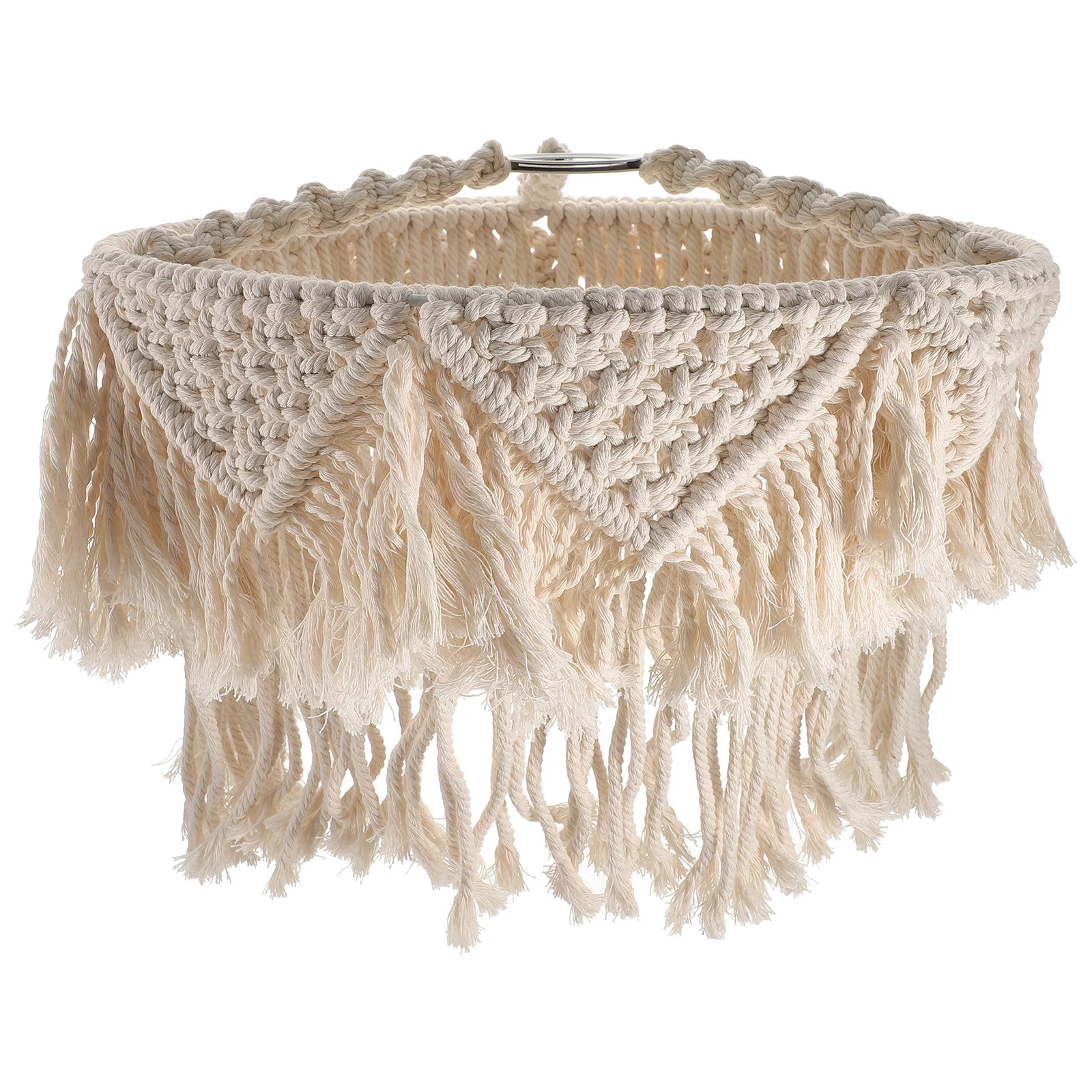 Bohemian Cotton Woven Macrame Lamp Shade Ceiling Hanging Pendant Light Cover Decorative Indoor Lighting Macrame Lamp Shade