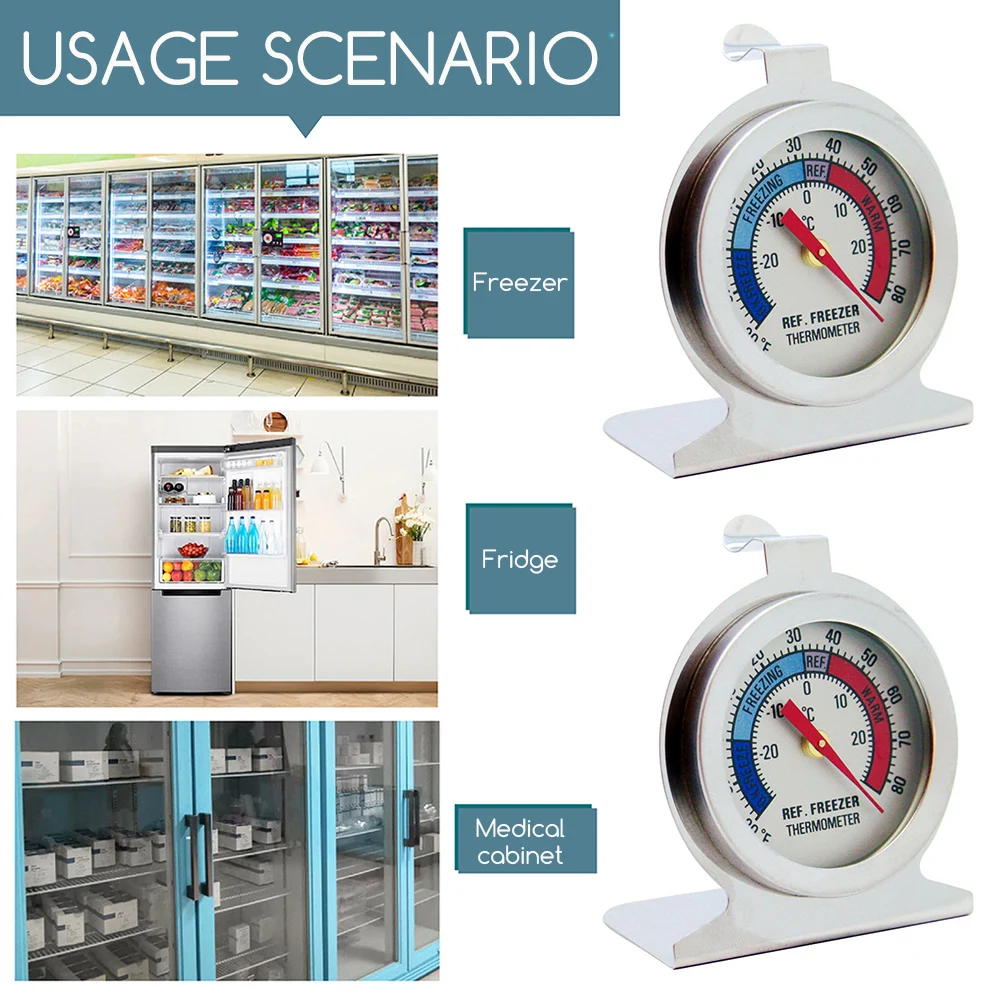 High-Temperature Resistant Stainless Steel Refrigerator Thermometer,Household Kitchen Food Thermometer,For Baking,Barbecue Grill