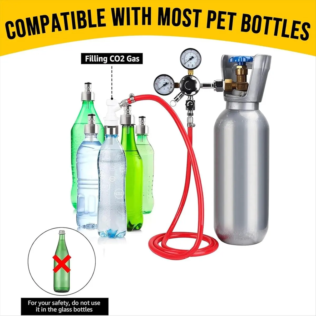 2PCS Stainless Steel Force Carbonation Cap for Soda Bottle Carbonation Cap with 5/16inch Beer Nipple Barb Ball Lock Cap