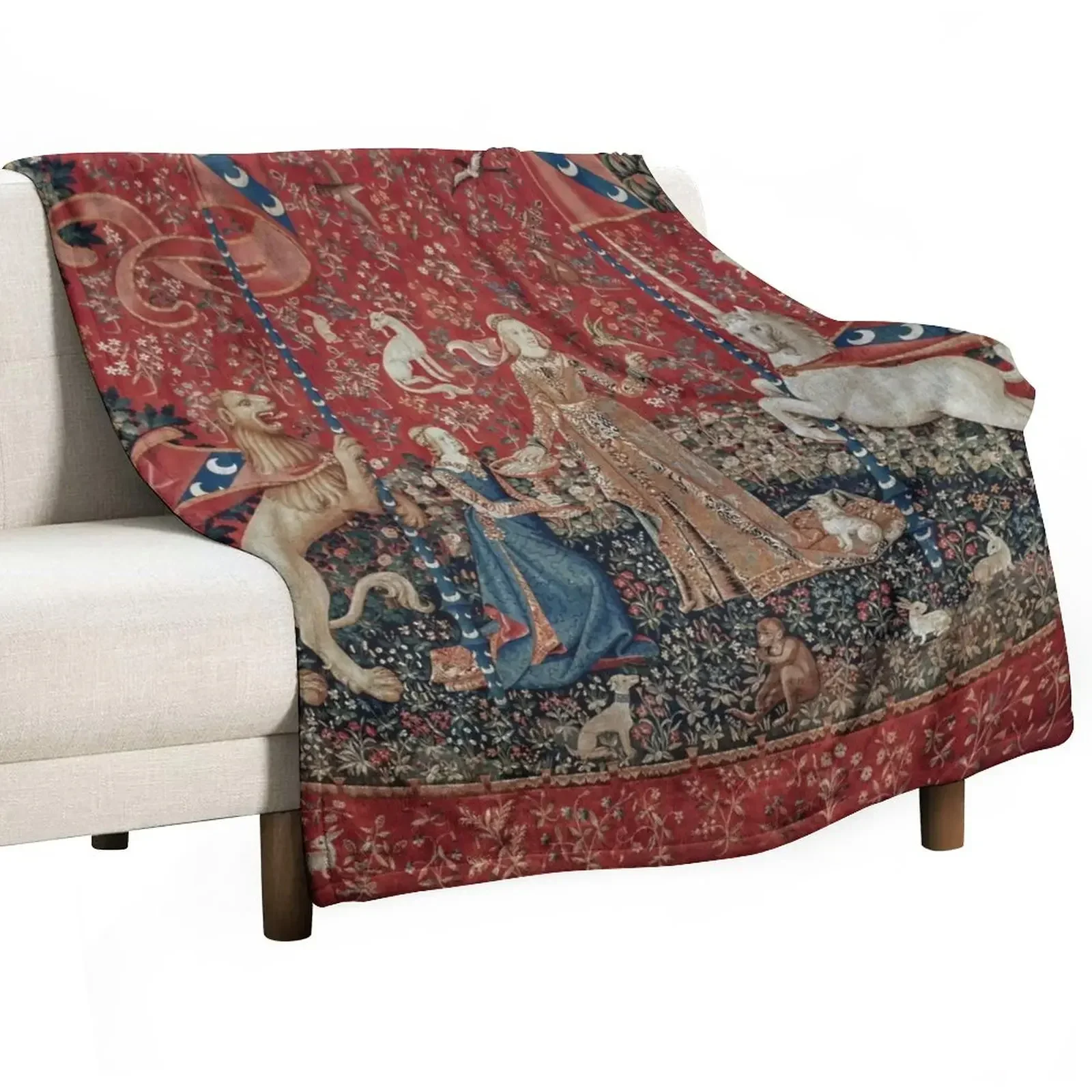 

New Lady and Unicorn Medieval Tapestry Five Senses - Taste Throw Blanket For Decorative Sofa Plaid warm for winter Blankets