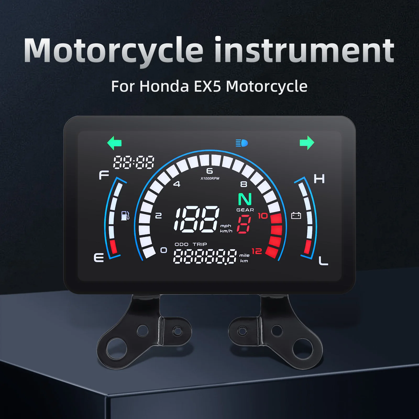 Motorcycle Speedometer LED Tachometer Dashboard For Honda EX5 Dream/EX5 Ipowed with Voltage fuel gauge high beam with bracket - Image 2
