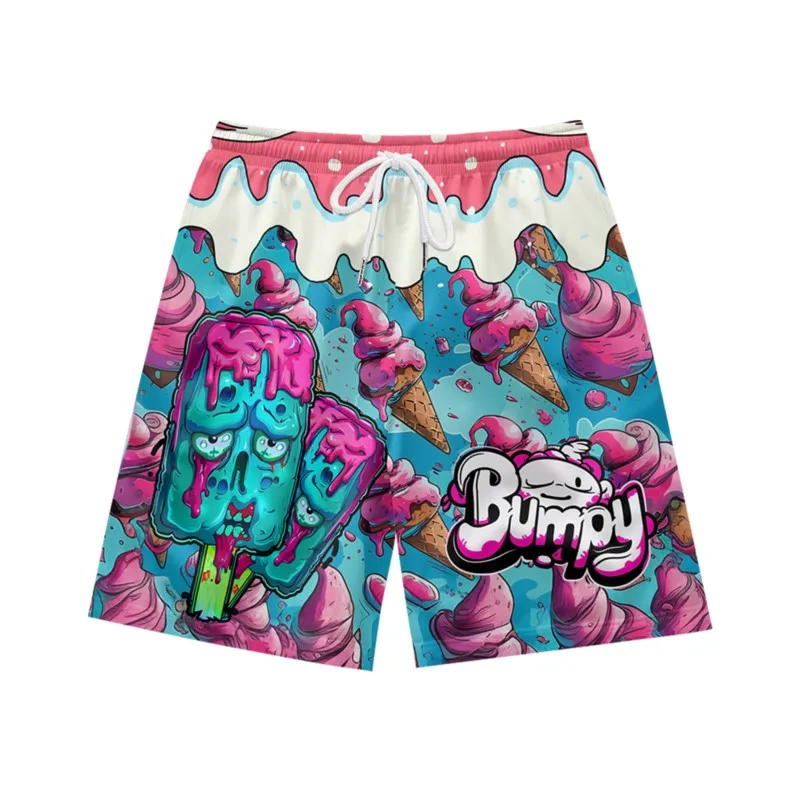 Ice cream print versatile temperament young casual personality loose fashion summer men's drawstring sports shorts