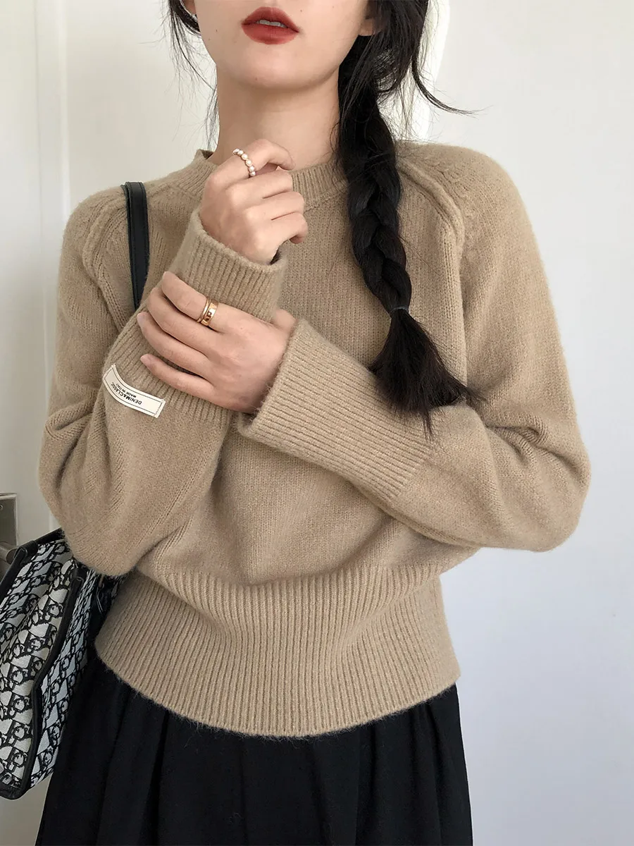 

Женский свитер Erdos, новая осенне-зимняя внутренняя одежда, толстый короткий модный вязаный топ с высокой талией, верхняя одежда для ленивых