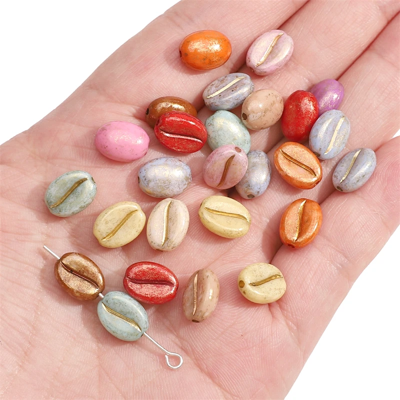 20/50pcs 10x8mm Hand Paint Acrylic Coffee Bean Beads for Necklace Bracelet Earring DIY Jewelry Making Loose Beads Accessories