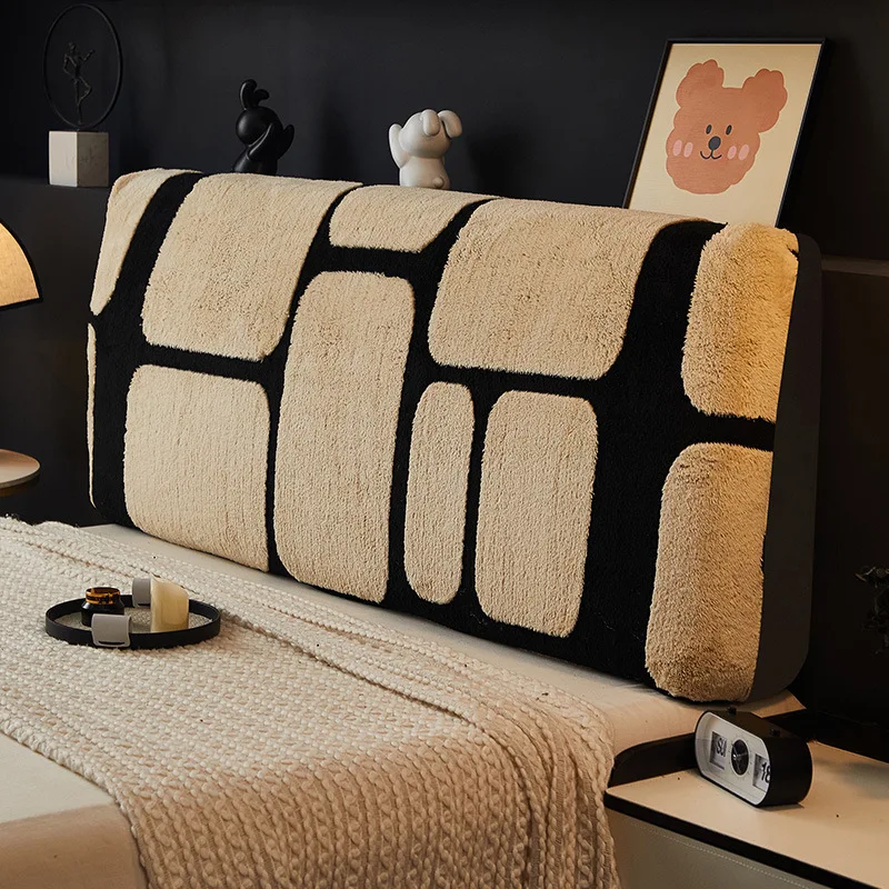 Thick Plush Bed Head Cover Headboard Cover All-inclusive Bed Back Dustproof Protector for Bedroom Apartment Indoor Home Decor