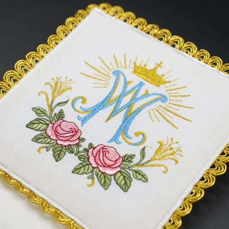 4 Pcs Altar Linen Embroidered Set Pall Corporal Purificator Towel Altar Cloth With Marian Symbol Catholicism For Church Supplies