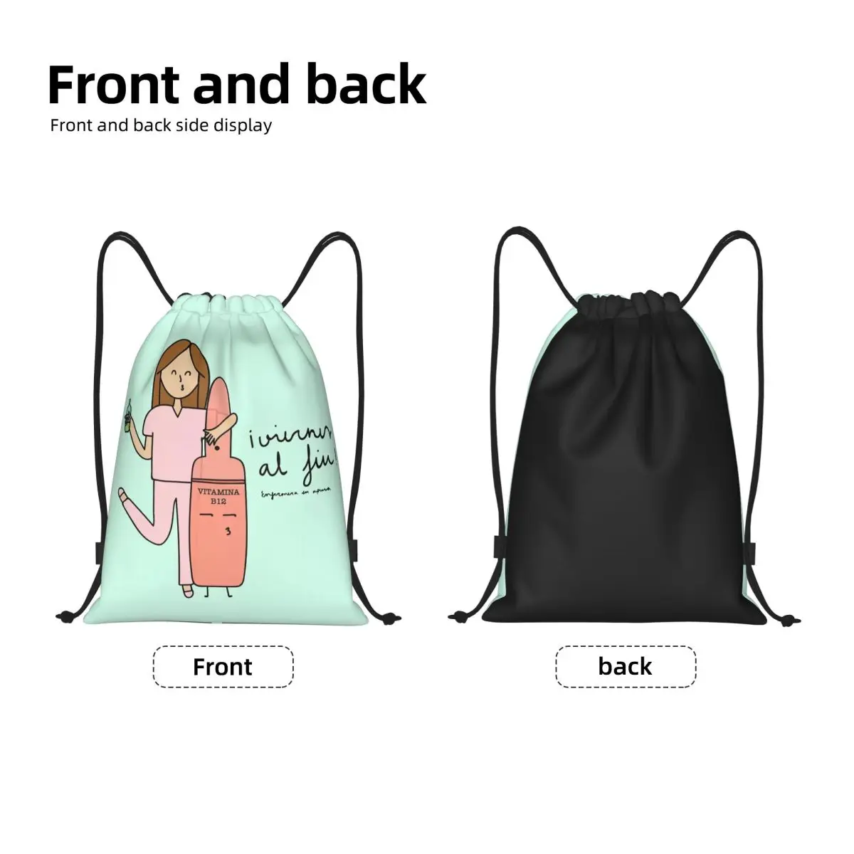 Enfermera En Apuros Drawstring Bags Men Women Foldable Gym Sports Sackpack Doctor Nurse Training Backpacks
