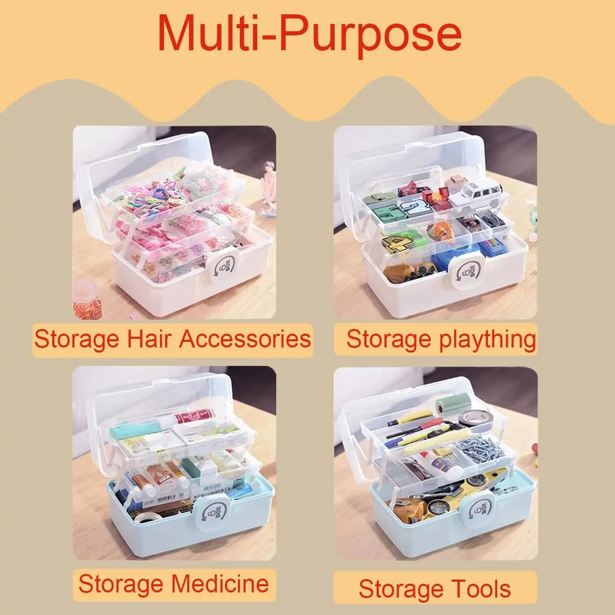 irst Aid Box, 3-Tier First Aid Box Empty,  Accessory Storage Box with Handle, Craft Box for Storing Accessory First Aid