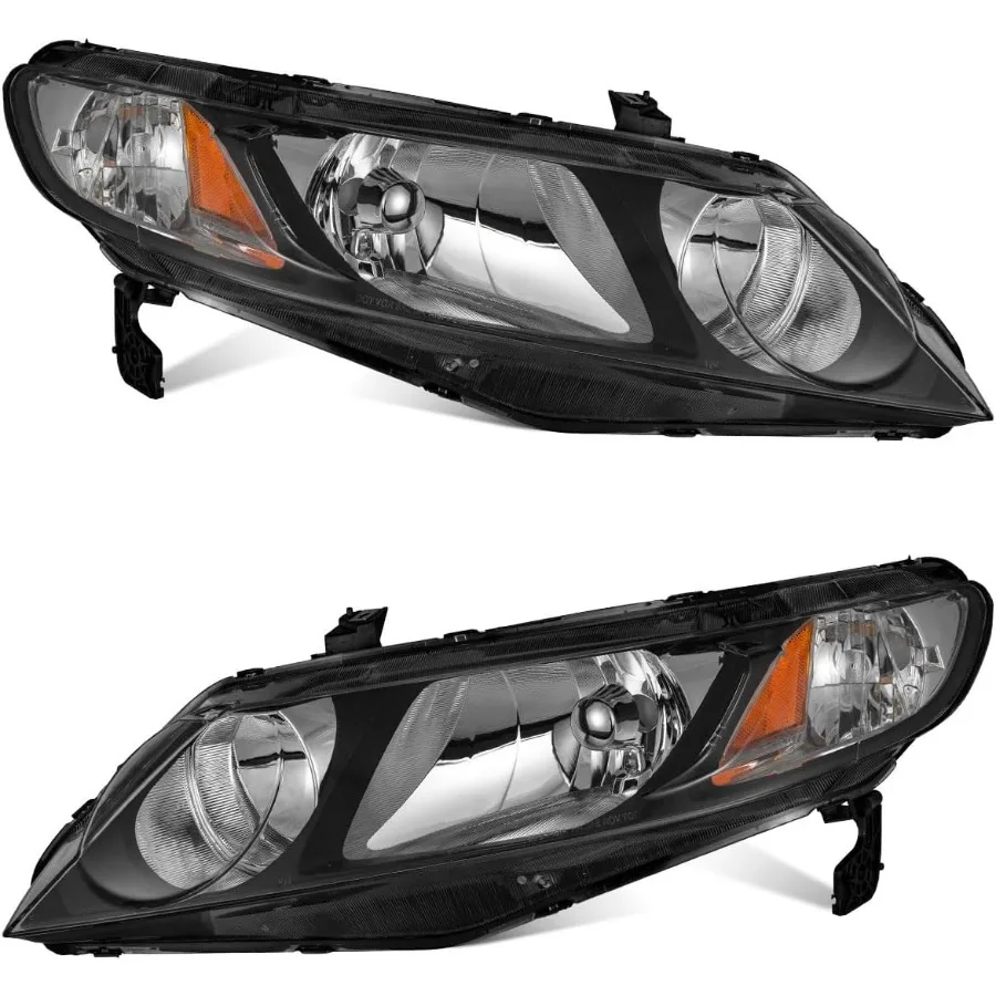 

Для Honda Civic 20062011 гг., 4-дверные фары, сменная пара фар с черным корпусом и янтарным отражателем влево и вправо