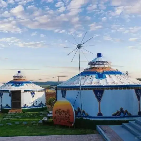 

Luxury Mongolian Yurt Family Mobile Tent Weatherproof Glamping Yurt One Bedroom One Living Room for Restaurant Campsite