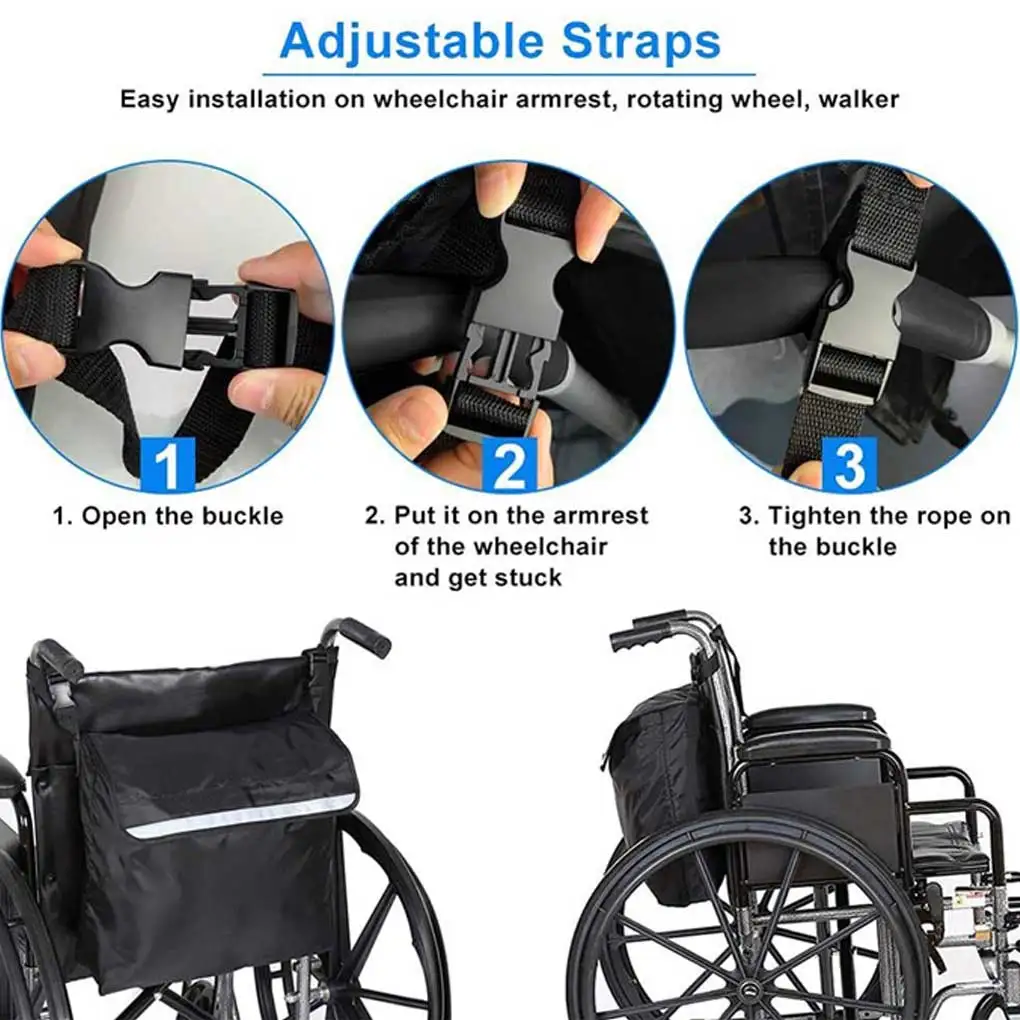 Wheelchair Backpack Waterproof Bag Adjustable Strap Water Bottle Bags