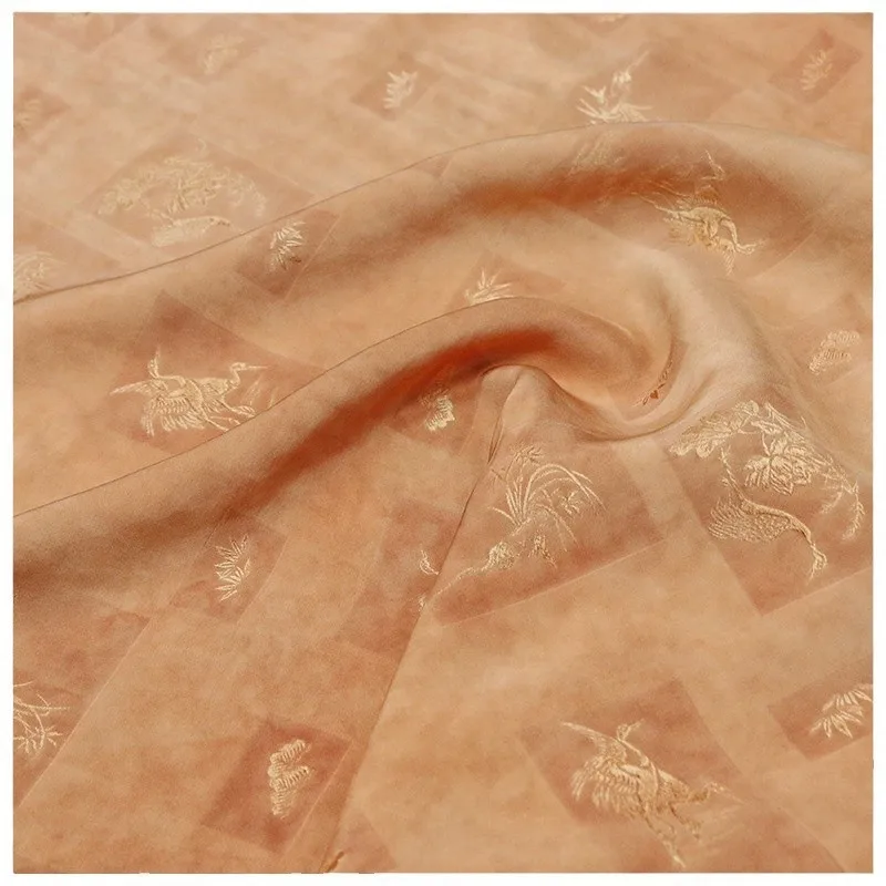 Traditional pattern new Chinese-style silk Sanbo satin fabric for Hanfu and cheongsam