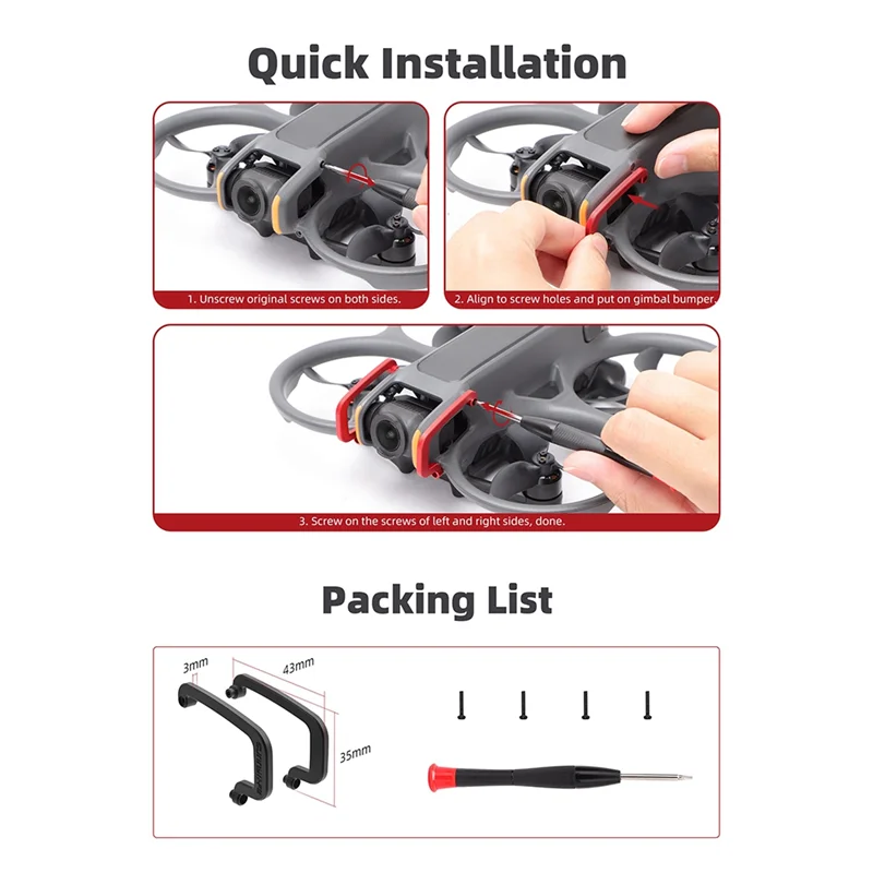 

SUNNYLIFE карданный бампер для Avata 2, бампер для предотвращения столкновений, защитная планка, алюминиевый сменный дрон, красный