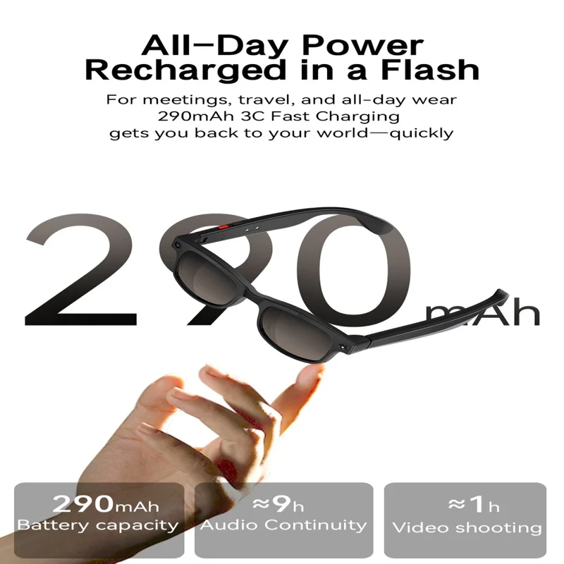  النظارات الذكية تسجيل فيديو AI صور 800 واط بكسل التعرف على الإجابة ترجمة الموسيقى مكافحة الضوء الأزرق نظارات مقاومة للماء #6