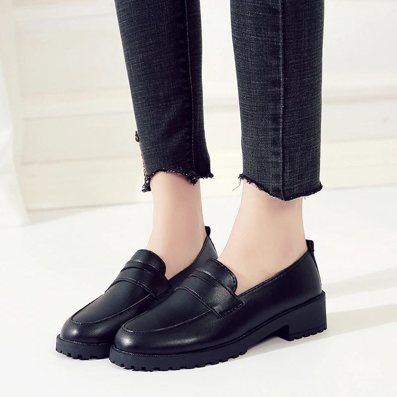 2024 Women\'s New Spring and Autumn Small Leather Shoes Casual Student Korean Style Round Toe Retro Women\'s Shoes Zaptos Mujer