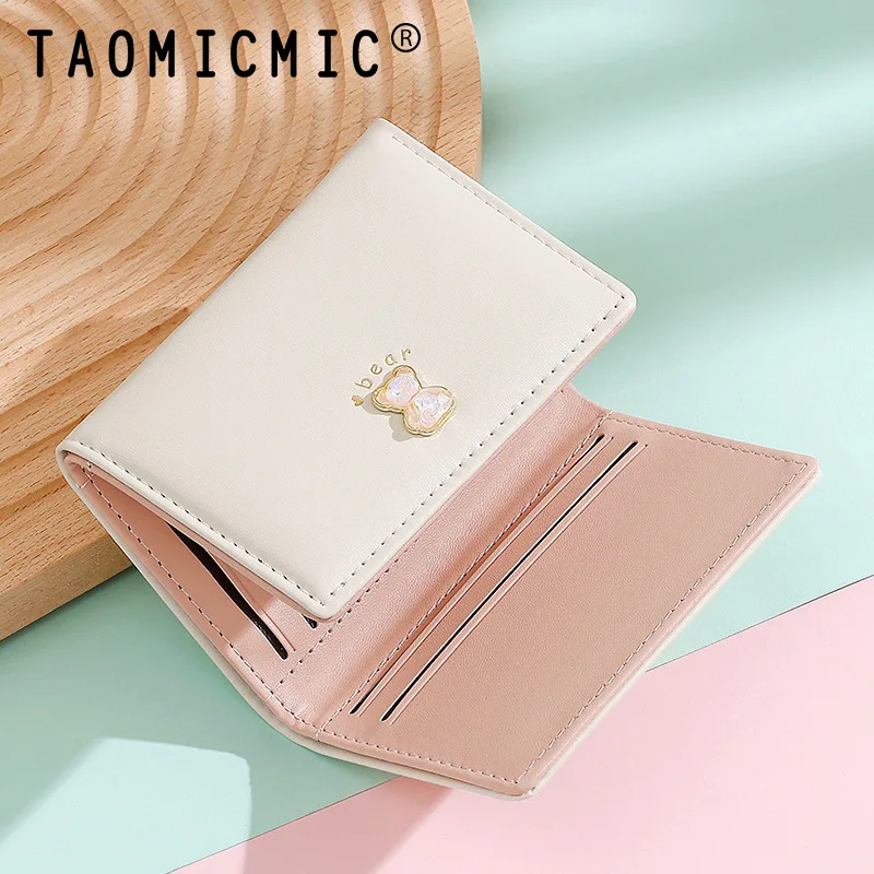 

Cute bear-patterned ladies' wallet,foldable leather card case,loose change storage bag,coin purse for women,carteras mujer,blosa