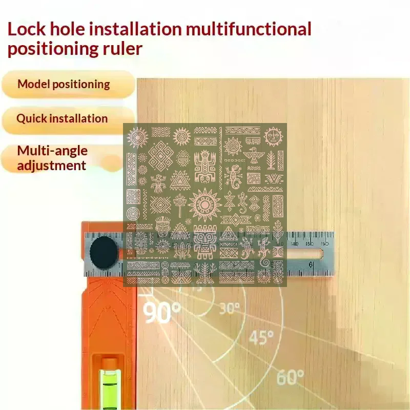 Woodworking Lock Hole Installation Locator Ruler Multi Angle Foldable Marking Gauge Depth Measuring Tool For DIY Making