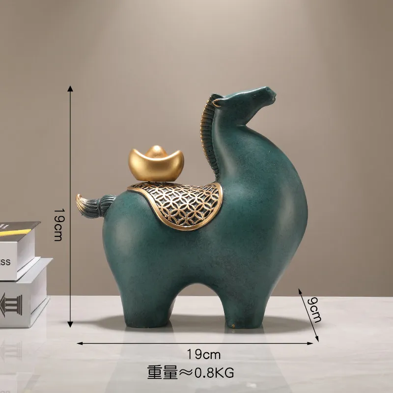 Chinese Fortune Horse Ornament Premium Light Luxury Decor for Living Room Wine Cabinet Entry Office TV Stand Home Art Decoration