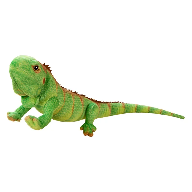 Lifelike Green / Brown Iguana Lizard Figurine Model Cute Reptile Lizard Plush Toys Simulation Animal Stuffed Doll Boys Gifts