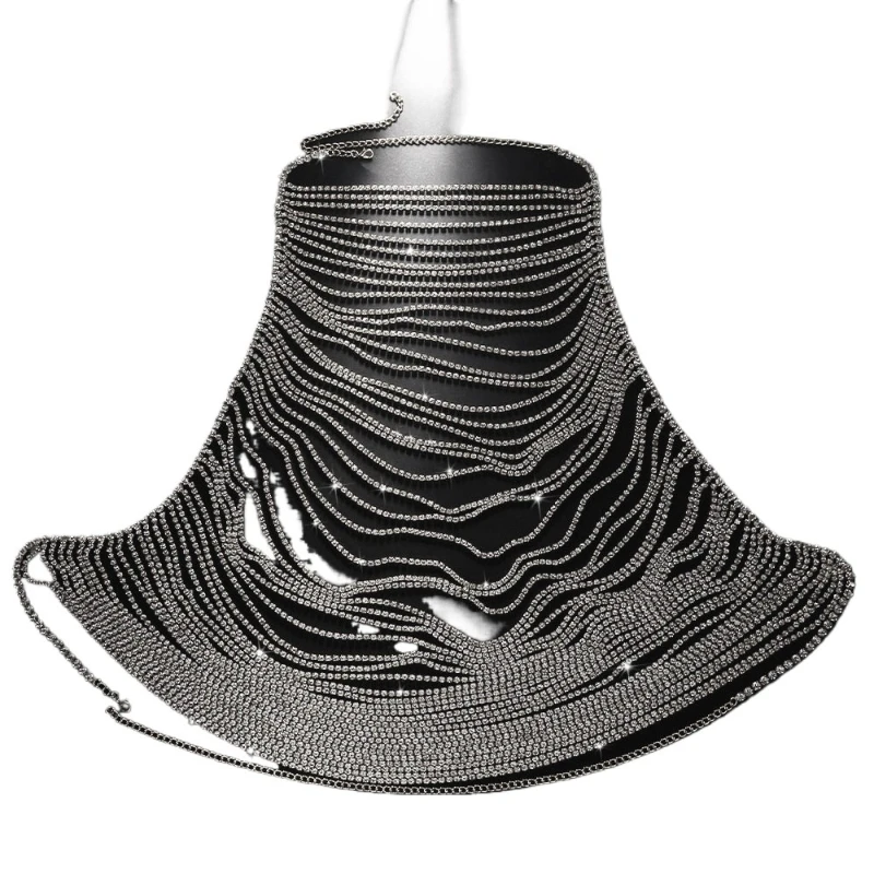 

Popular rhinestone body chain nightclub multi-layer full diamond fringed chest chain female