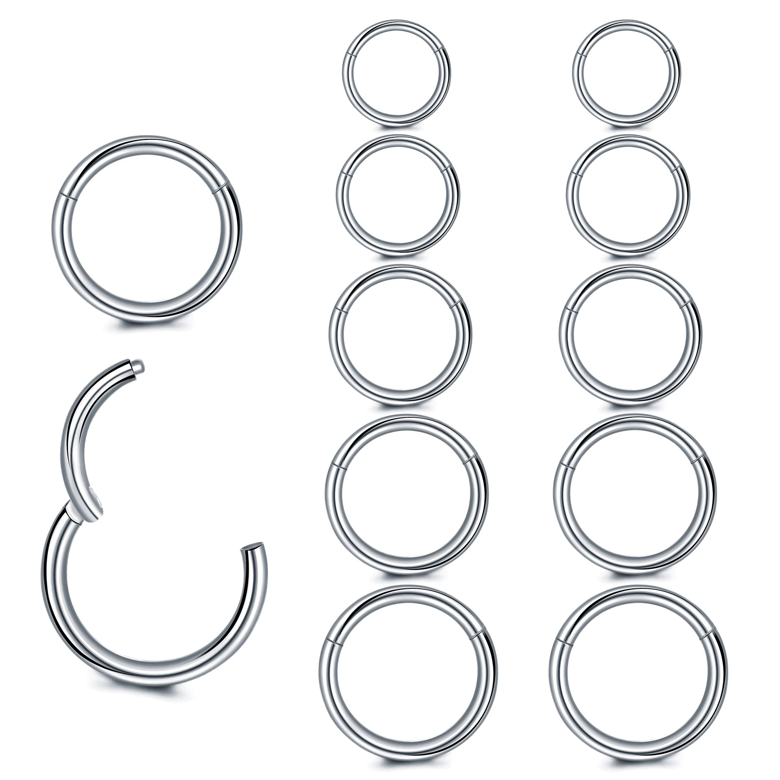 1PC Surgical Steel Hinged Clicker Segment Nose Rings Helix Cartilage Septum Hoop Daith Nariz Lip Ear Piercings Women Men Jewelry