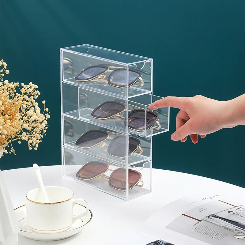 

4 Grids Storage Display Grid Case Box for Eyeglass Sunglass Glasses Jewelry Showing Case With Rack Cover Sunglasses Storage Box