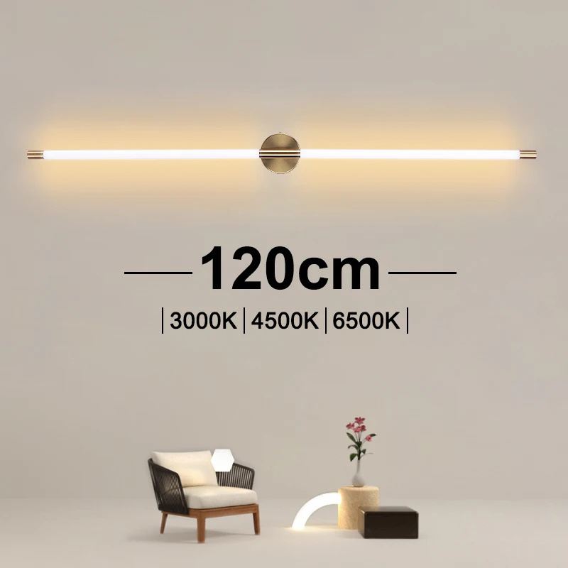 Long strip 100cm 80cm 120cm Indoor wall lamp Minimalism creative bedroom bedside lamp Nordic living room TV Background wall lamp