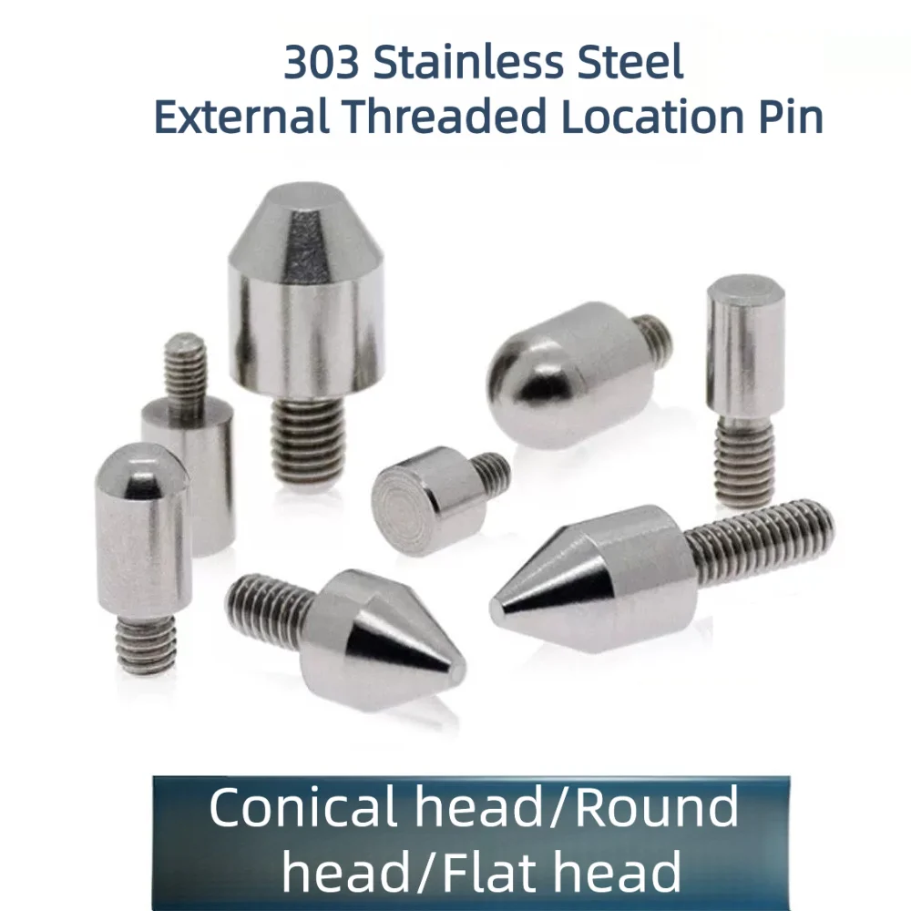 10 Stück/Beutel Edelstahl 303 Positionierstifte M6 Konischer Rundkopf mit Flachkopf Außengewinde Metall-Einsatzschraube 5mm Verriegelungsbefestigung – Detail 1