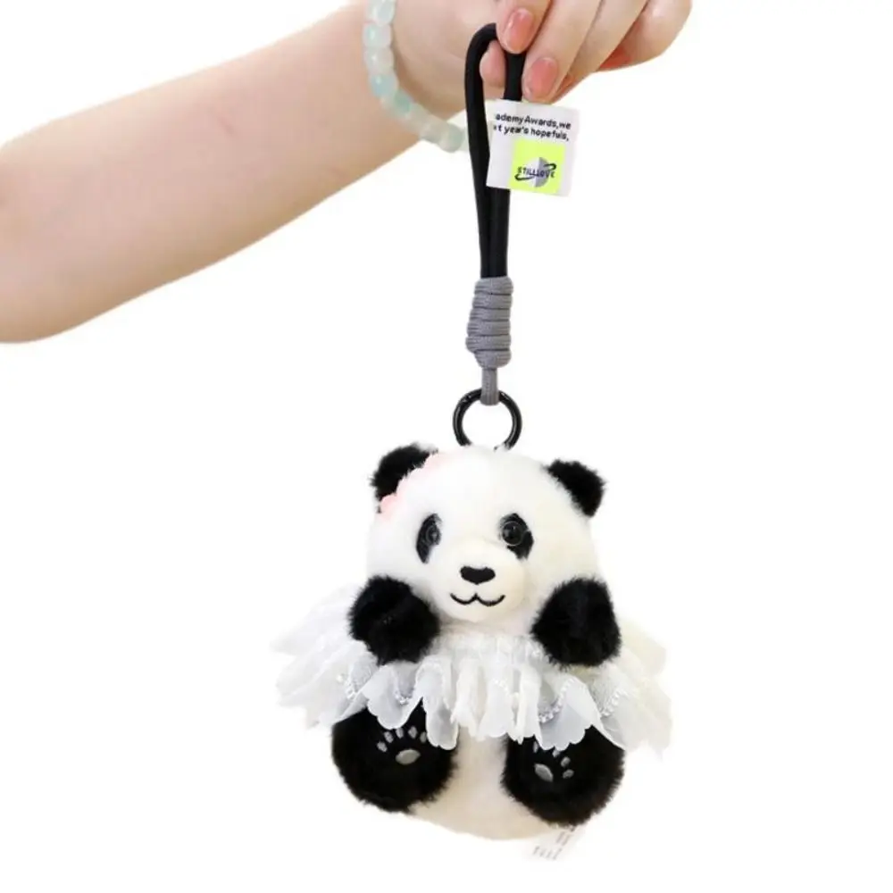 จําลอง Panda Plush ของเล่นจี้เครื่องประดับคอลเลกชันสัตว์ Panda พวงกุญแจการ์ตูน Fluffy Plush Creative Keyring