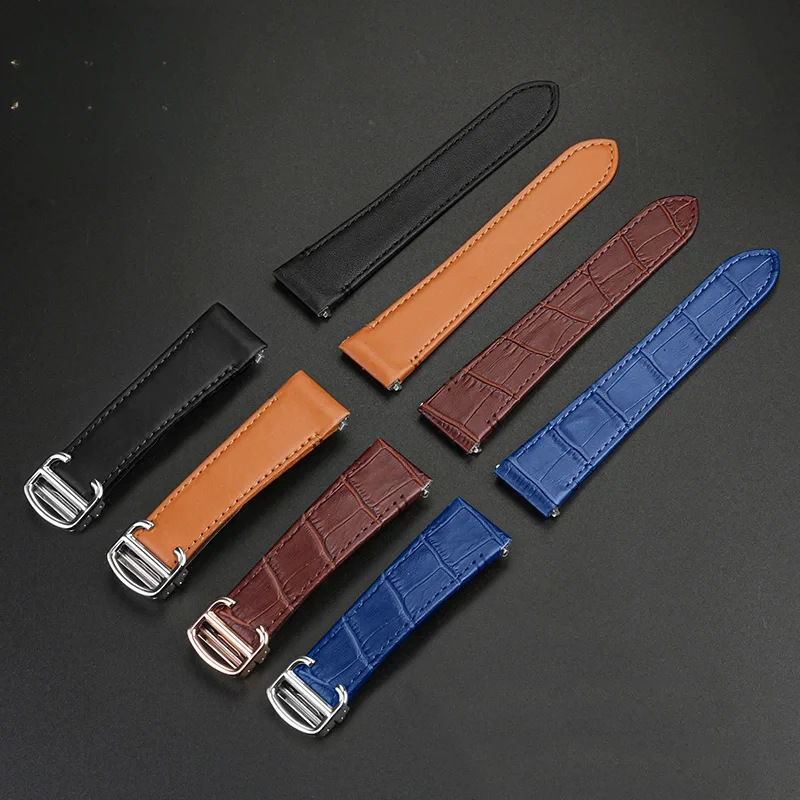 19 21mm Bracelet For Cartier Santos Cow Leather Wath band WSSA0010 WHSA0021 Quick Release crocodile pattern Men and women strap
