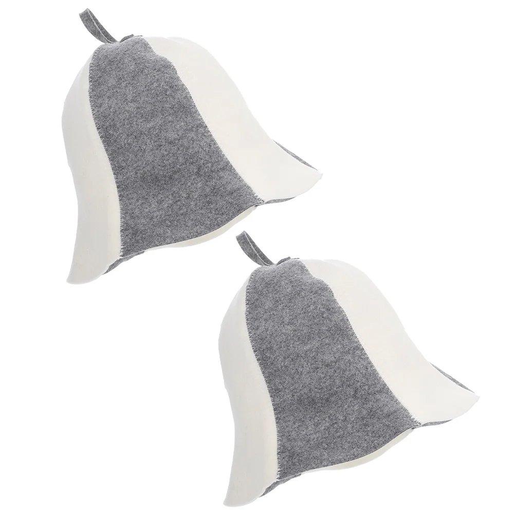 2 Pcs Bath Cap for Women Felt Sauna Hat Shower Caps Thickened Hats Bathing Russian Miss