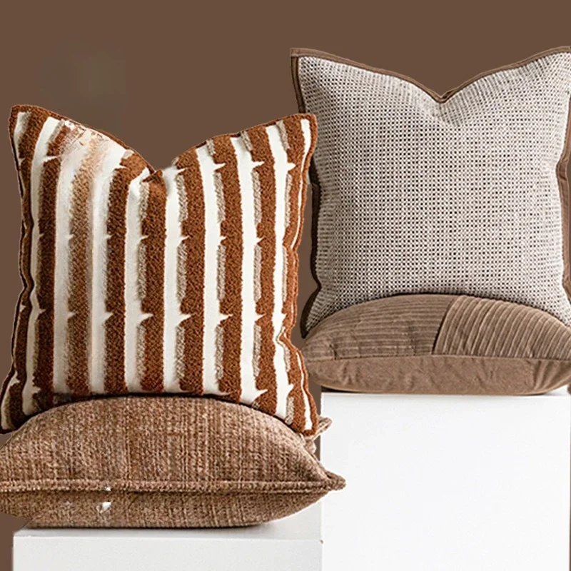 30X50/45X45CM Antique Brown Throw Pillow Cover Coffee Homestay Waist Cushion Cover Decor Home Decorative Pillowcase