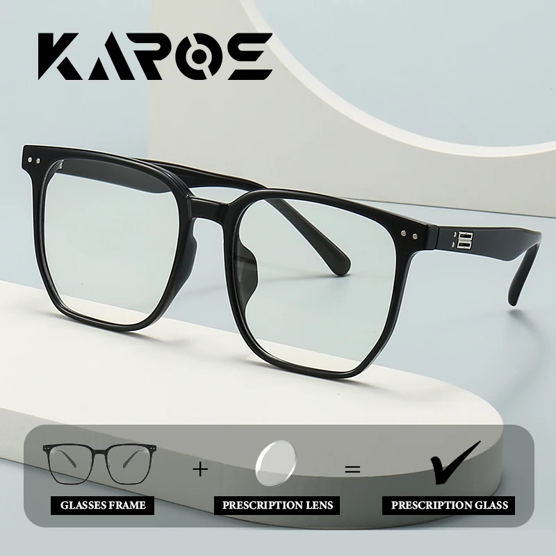 

KAROS Simple Round Large Frame Optical Glasses Women Men Customizable Prescription Anti-Blue Light Progressive Lenses